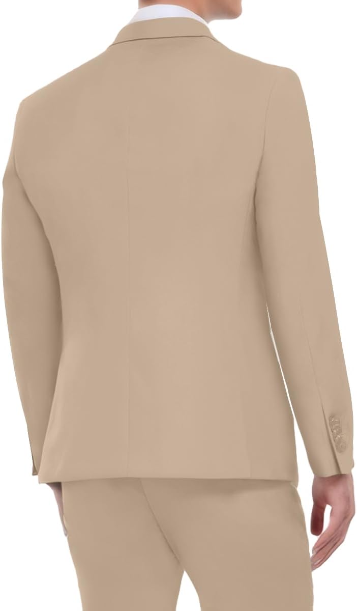 Mens 3 Piece Slim Fit Suit Set, Double Breasted Blazer Vest Pants Business Tuxedo Dress - Image 4