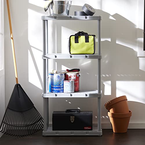 Gracious Living 4 Shelf Knect-A-Shelf Ventilated Light Duty Storage Unit Organizer System for Home, Garage, Basement, and Laundry, Gray. - Thumbnail 2