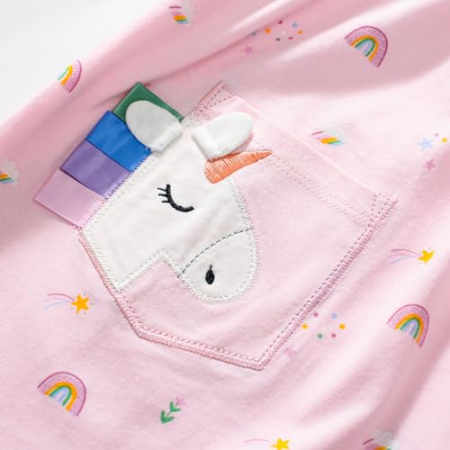 Hongshilian Little Girls Cotton Casual Dress Cartoon Appliques Jersey Summer Dresses Short Sleeved Clothing4