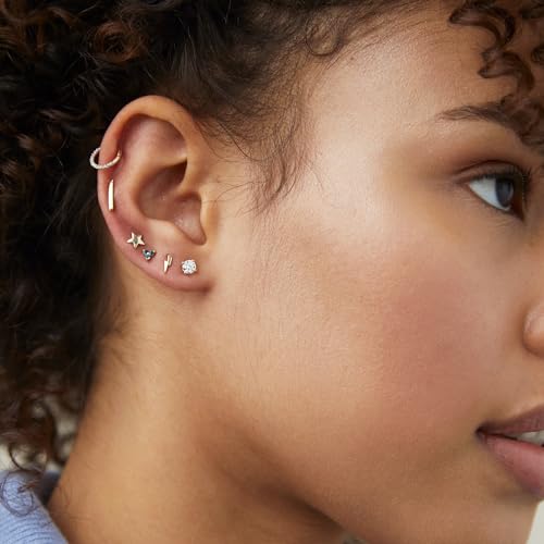 14k Yellow/White Gold Nose Rings 16G for Women & Men, 6mm 8mm 10mm Hinged Segment Cartilage Earring Hoop, Septum Rings, Helix, Rook, Tragus, Daith Body Piercing Jewelry2