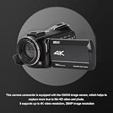 Ręczna Kamera Wideo, Cyfrowa Kamera Wideo 4K 28 MP z 30-krotnym Zoomem WIFI i 3-calowym Ekranem Dotykowym, Zabezpieczeniem Przed Wstrząsami, Obrotem o 270°, Widzeniem Nocnym w