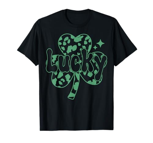 Leopard Print Lucky Shamrock St Patrick's Day Lucky Clover Camiseta