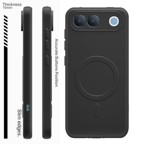 Image of Outlouders Back Cover for Vivo S2 5G | Soft Matte Silicone | Slim Fit | Magnetic-Safe Logo Design (Magnetic-Safe Not Compatible) | Shockproof | Camera Protection Bumper Case (Black)