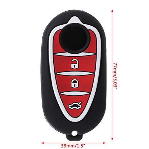 Happyit Silicone Car Key Case Cover for Alfa Myth 159 GTO Giulietta Romeo 4C GTA-m38 3 Buttons Fob Key (Black) - Image 2