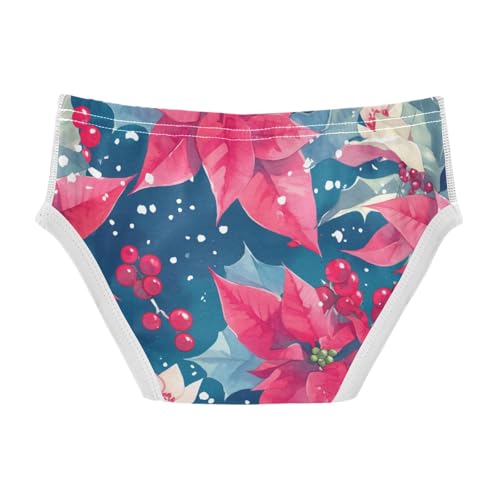 KLL Watercolor Christmas Pattern Poinsettia Spruce Toddler Boys' Comfort Underwear Briefs Cute Children Panties2
