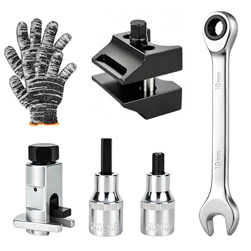 Trendecor 6er Set Federbein Spreizer Stoßdämpfer Werkzeug Doppelseitiges Stahl mit Handschuhe Schraubenschlüssel für Federbein und Stoßdämpfer Reparatur für PKW SUV Transporter