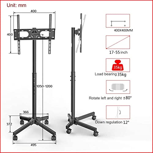 Soporte universal para TV con ruedas para pantallas de 17-55 pulgadas miniatura 6
