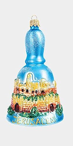 Pinnacle Peak Trading Company City of Jerusalem Bell Polish Mouth Blown Glass Christmas Ornament Decoration