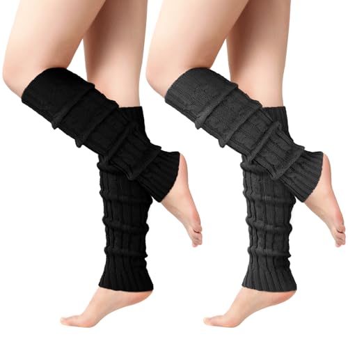 Image of Clothirily Leg Warmers - 2 Pairs Knit Leg Warmers for Women 80s Fashion Long Socks for Sports Party Yoga Winter Accessories