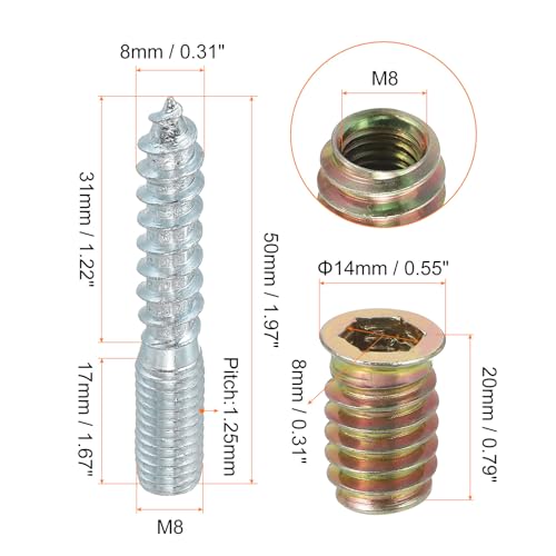 Uxcell A24010900UX0338 M8X50Mm Hanger Bolts thumb #1