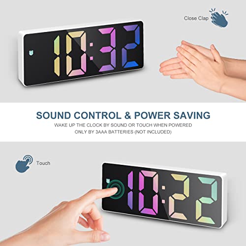 Ankilo Newest Digital Clock, Led Alarm Clock For Bedroom, Electronic Desktop Clock With Temperature Display, Adjustable Brightness, Voice Control, 12/24H, Small Clock For Bedroom(No Battery＆Adapter) #TOP5