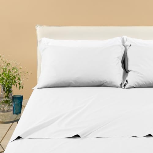 Caleffi 70695 Cotone Percalle Completo Lenzuola per Matrimoniale Letto, Bianco - 4
