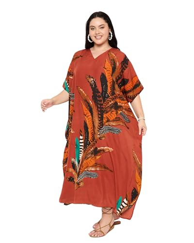 Image of Gypsie Blu Women Plus Size Kaftan Dress Beach Cover Up Maxi Dresses for Women, V-Neck Kimono Sleeve 1X-3X