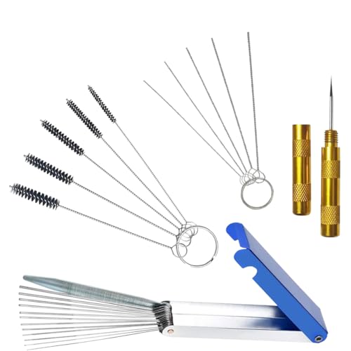 Image of ZIMISI Carburetor Cleaning Kit, Carbon Dirt Jet Remove Torch Tip Cleaner Set Includes 13 Clean Wires, 10 Clean Needles, 5 Nylon Brushes, 1 Pick for Motorcycles, ATV, Welder, Spray Gun