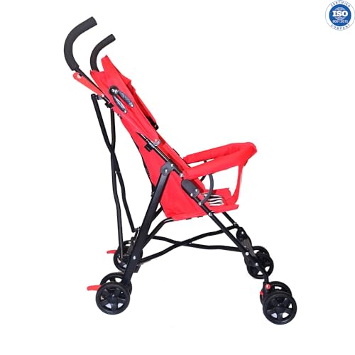 Image of Safe-O-Kid Trekker Safe Pram /Buggy (0-4 Years) with 1 Year Warranty (Model - 2024), Foldable /Portable, Light Weight Stroller for Baby /Kids with Metal Non-Slip Buggy /Pram Clips, Red