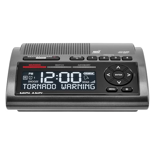 Midland - WR400, Deluxe NOAA Emergency Weather Alert Radio - S.A.M.E. Localized Programming, 80+ Emergency Alerts, & Alarm Clock w/ AM/FM Radio