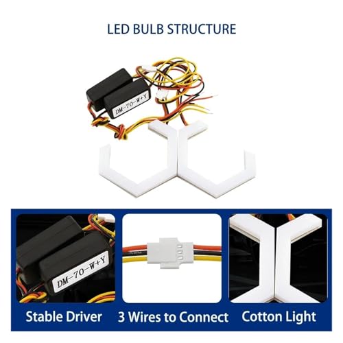 Faros Angel Eyes Hexagonales para Coche y Moto Kit de Luces LED 12V 24V Bicolor 2,5" 5