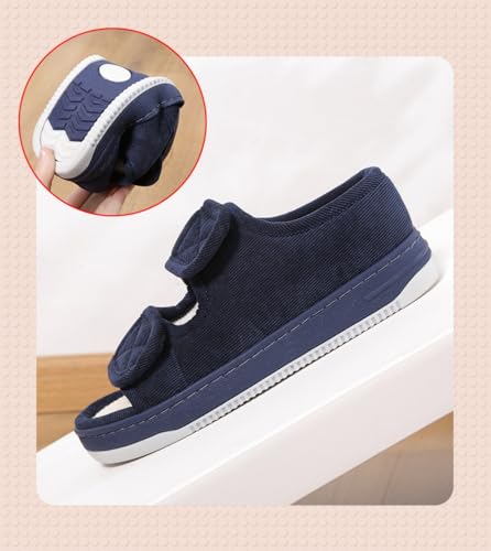 Image of Diabetic Sandals for Men Wide Width Edema Swollen Slippers Adjustable Open Toe Surgical Shoes Anti-skid Breathable Orthopedic Footwear Memory Foam Soft Elderly Sandals