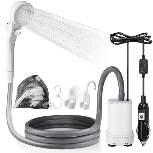 AUTOPkio Ducha Portatil Camping,12V 24V Ducha Portatil Furgoneta Camper con Bomba Innovadora Ducha Camper 12V Duchas de Acampada para Camping, Caravanas, Coche, Lavar al Perro, Plantas de Jardín