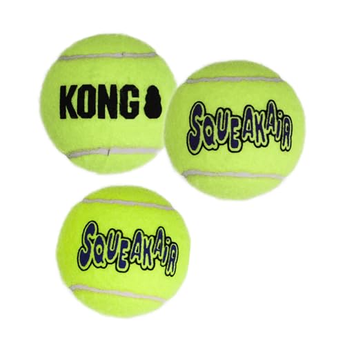 KONG - Squeakair Balls - Dog Toy Premium Squeak Tennis Balls, Gentle on Teeth - For Medium Dogs (3 Pack)