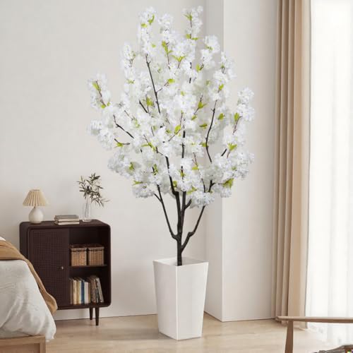 Indoor Cherry Blossoms Tree White Synthetic Cherry Blossom Tree 6FT Fake Bed room Timber for Residence Decor - Image 7