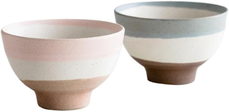 Painted Handmade Household Rice Bowl Set Floral Couple Pair Bowls