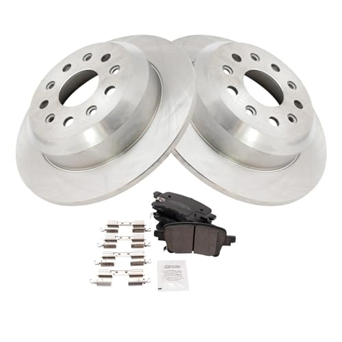 Image of TRQ Rear Brake Pad and Rotor Set Ceramic 328mm Rotors Compatible with 2021 Jeep Wrangler