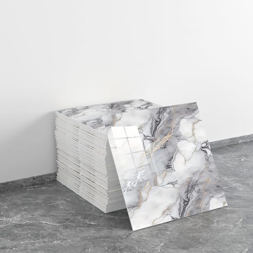 LVSHI 20pcs Marble Peel and Stick Waterproof PVC Shower Wall