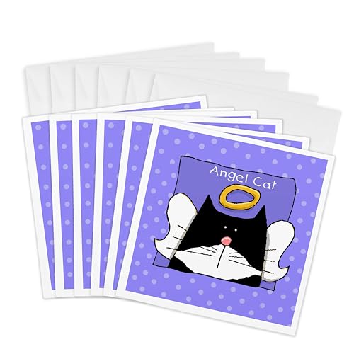 Chat Tuxedo Ange deuil animalier carte souvenir carrée 3dRose
