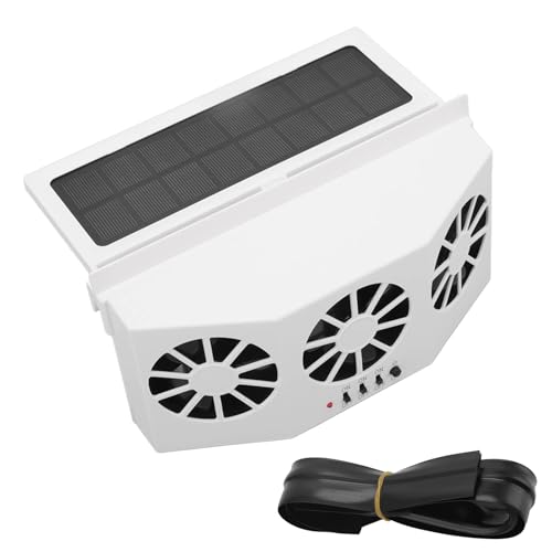 Plplaaoo Solar Powered Car Ventilator with Three Fans – 5000RPM Portable Car Air Vent Fan for Vehicle Cooling, Solar Window Exhaust Fan with 4W Panel, Quiet Energy Saving Fan for Auto, Truck, or RV