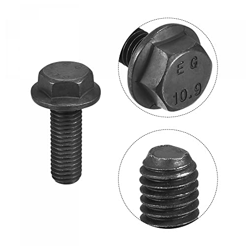 Image of uxcell Metric M12x35mm Hex Flange Bolts, 6pcs 10.9 Grade Carbon Steel Hexagon Head Screws