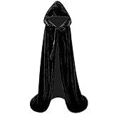 halloween umhang selber nähen  Umhang mit Kapuze Lange Samt Cape, Oliwan Halloween Umhang Vampir Kostüm Vampir Kapuzenumhang Schwarz Kapuzenumhang für Kinder Erwachsene Damen Herren Halloween Ostern Karneval Cosplay Party, 170cm