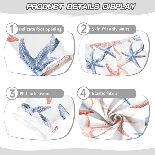 ALAZA Girls' Leggings Children's Yoga Pants Skinny Printed Dance Red Blue Starfish Comfortable 4T2