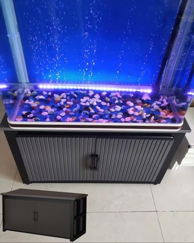 Mueble Acuario Mesa de Terraza Gris para Acuario, Ideal para la Entrada, Soporte de Metal Resistente para Acuarios de Estilo Rústico, Estante Decorativo para Acuario de Cría de Tortugas.(100x50cm (39.