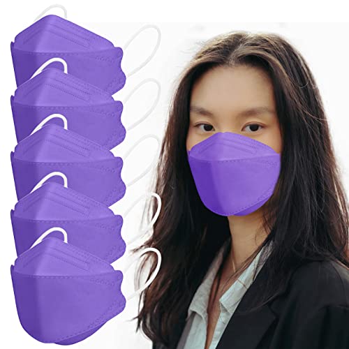 Image of Borje KN95 Face Masks, 100 Pcs Disposable Face Masks, Purple Mask Against PM2.5 from Fire Smoke & Dust Filter Efficiency 95%