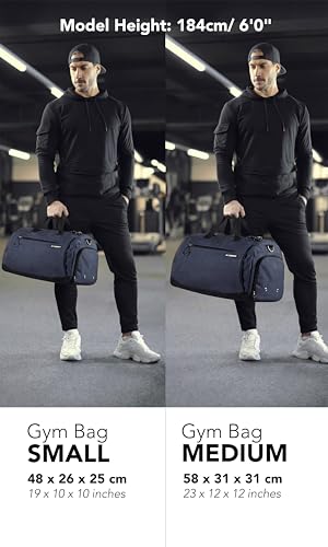 Fitgriff® Sporttasche & Reisetasche für Damen und Herren - mit Schuhfach & Nassfach - Tasche für Sport, Fitness & Reisen - Trainingstasche, Gym Bag (Navy Blue, 58 x 31 x 31 cm (Medium))