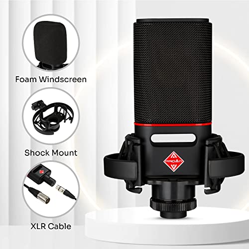 Proar Xlr Microphone Cardioid Condenser Microphone Xlr With 32Mm Large Diaphragm For Computer Pc Metal Professional Studio Microphone For Recording Podcasting Streaming Gaming Asmr Voice Over Vocals #TOP6
