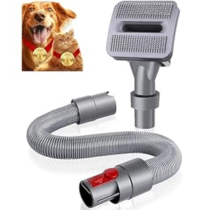 Dog Cat Brush for Grooming Compatible with Dyson V7 V8 V10 V11 V15 Absolute Animal Trigger Cordless Vacuum Cleaner, Pet Brush with Extension Hose, Easy to Clean Comb for Long Short Hair Pet