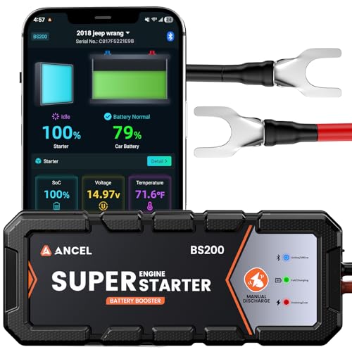 ANCEL BS200 Super Starter Permanently Connected Jump Starter with Super Capacitor & Battery Protection System Health Monitoring 700A Start Assist for 3.0L Vehicles -40F to 176F