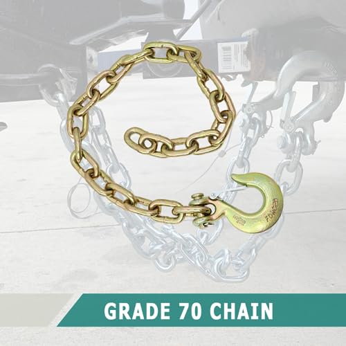 Lot de 2 chaînes de sécurité pour remorque Grade 70 Boxer 5/16" x 35" avec crochet à chape