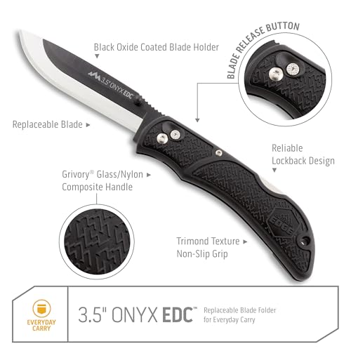 Outdoor Edge OX-10 3.5 Inch Onyx Edc - Replaceable Blade Folding Pocket Knife thumb #1