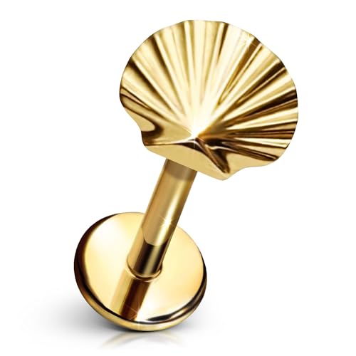 Shell Flat Back Stud – Single Titanium Earring, Push Pin Design for Sensitive Ears — (Single Earring)
