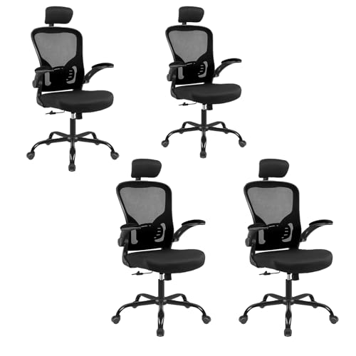 Image of Ergonomic Office Desk Chair 4Pack- Mesh Home Office Desk Chairs with Lumbar Support & 3D Adjustable Armrests,Executive Rolling Chair(4Pack Office Chair)
