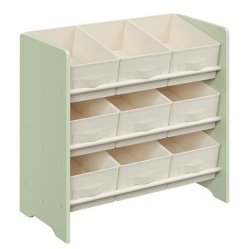 SONGMICS Étagère à Jouets pour Enfants, Étagère à Livres pour Enfants, 9 Boîtes de Rangement en Tissu Non-tissé, Étagère pour Chambre d’Enfant,...