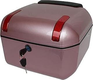Baúl para Casco de Motocicleta Rectangular y baúl Trasero con herrajes de instalación universales Caja de Almacenamiento de Viaje para Motocicleta - 25 l (Color: Negro) Hola (Oro Rosa)