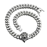 Beydodo Cadena para hombre 46/51 cm sin colgante de plata y oro, cadena de eslabones cubanos con león, 15 mm, collar Hip Hop para hombres, cadena de la amistad, personalizable, 15MMx51CM, Acero
