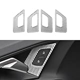 BETTERHUMZ Car Door Lock Switch Frame Sticker Compatible with Audi A3 8Y S3 RS3 Sportback 2021-2025 Carbon Fiber Door Open Button Cover Interior Trim Tuning Accessories (Silver)