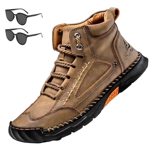 Sawbehind Mens Boots Wide Width, Handmade Leather Boots, Waterproof, Arch Support, Spacious Toe Box, for Working, Hiking