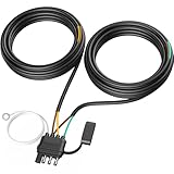 4 Pin 5 Wire Trailer Wiring Harness 26FT with Jacketed Cable，Wishbond Trailer Light Kit 4 Way Flat 5 Wire Harness Trailer Wire Connector Plug for Both-Side Taillights of Rewiring Trailer RV Boat…