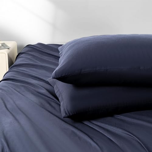 Image of 2 Pack Microfiber Queen Zipper Pillowcases, Soft Comfortable Not Shrink Navy Blue Pillow Case, Breathable Pillow Cases Set of 2 (20x30 Inches)